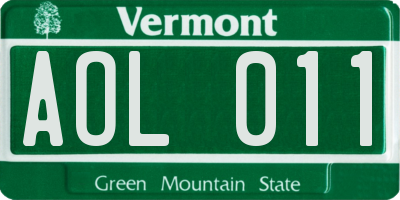 VT license plate AOL011