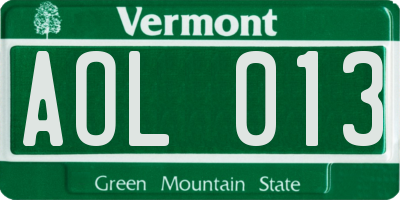 VT license plate AOL013