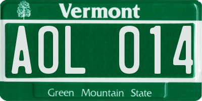 VT license plate AOL014