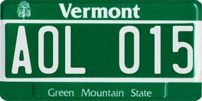 VT license plate AOL015