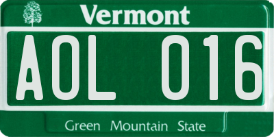 VT license plate AOL016