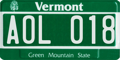 VT license plate AOL018