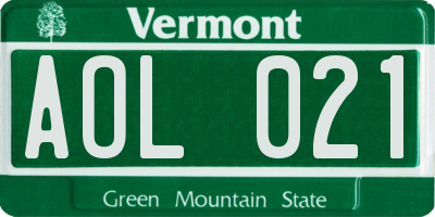 VT license plate AOL021