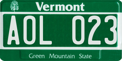 VT license plate AOL023