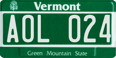 VT license plate AOL024