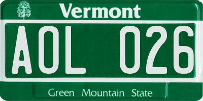 VT license plate AOL026