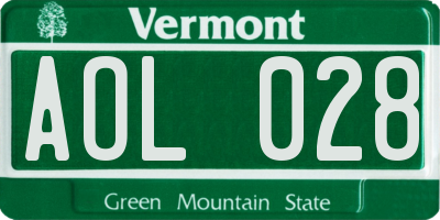 VT license plate AOL028