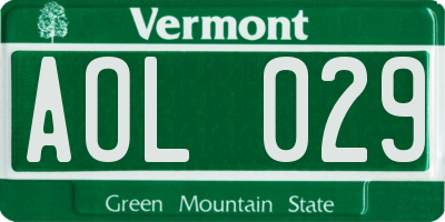 VT license plate AOL029