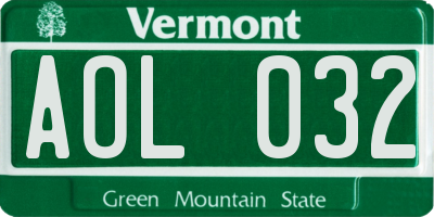 VT license plate AOL032