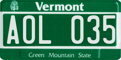 VT license plate AOL035