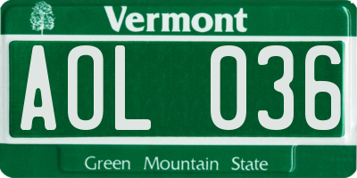 VT license plate AOL036