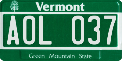 VT license plate AOL037
