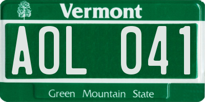 VT license plate AOL041