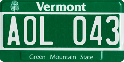 VT license plate AOL043