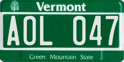 VT license plate AOL047