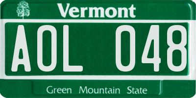 VT license plate AOL048