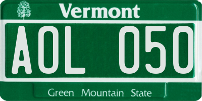 VT license plate AOL050