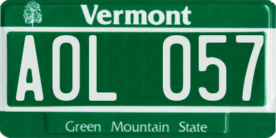 VT license plate AOL057