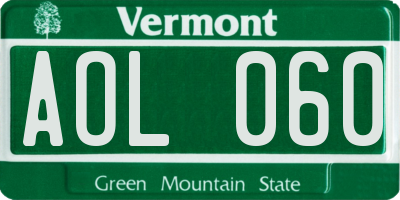 VT license plate AOL060