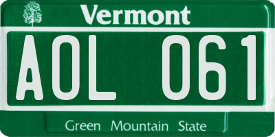 VT license plate AOL061