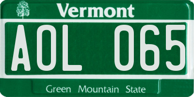 VT license plate AOL065
