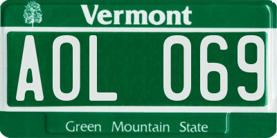 VT license plate AOL069