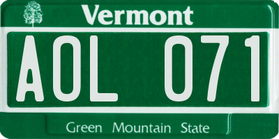 VT license plate AOL071