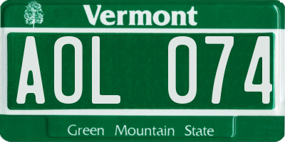 VT license plate AOL074
