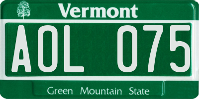 VT license plate AOL075