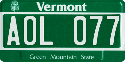 VT license plate AOL077