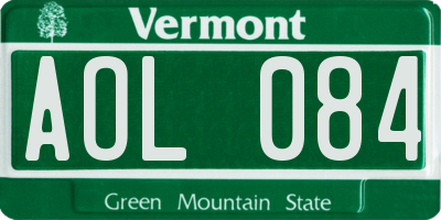 VT license plate AOL084