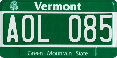 VT license plate AOL085