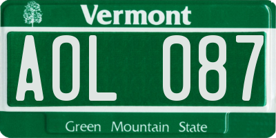 VT license plate AOL087