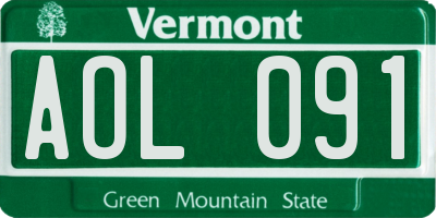 VT license plate AOL091