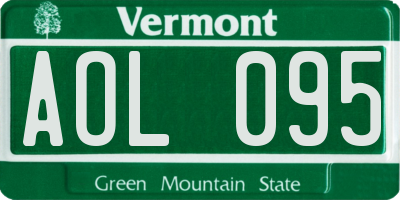 VT license plate AOL095
