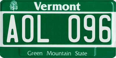 VT license plate AOL096