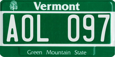 VT license plate AOL097
