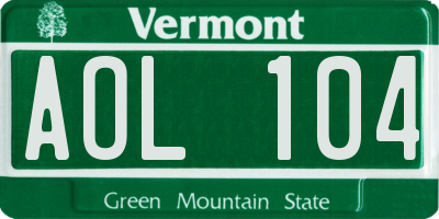 VT license plate AOL104