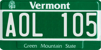 VT license plate AOL105
