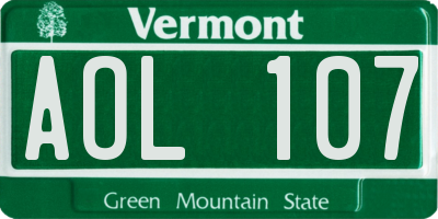 VT license plate AOL107