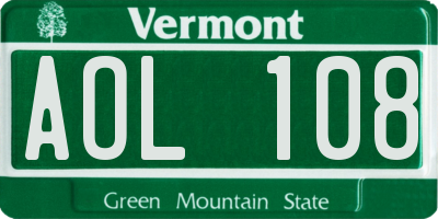 VT license plate AOL108