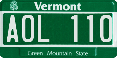 VT license plate AOL110