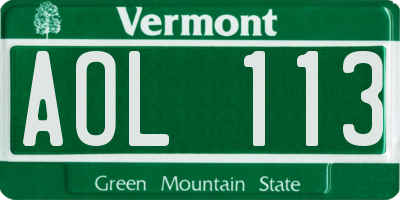 VT license plate AOL113