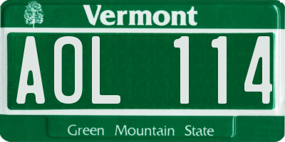 VT license plate AOL114