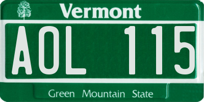 VT license plate AOL115