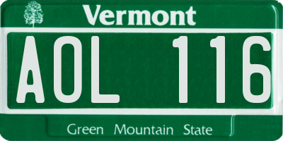 VT license plate AOL116