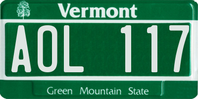 VT license plate AOL117