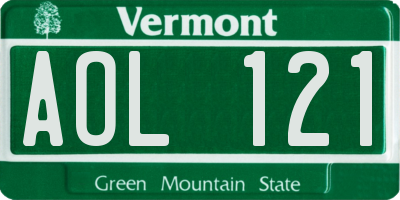VT license plate AOL121