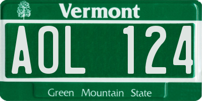 VT license plate AOL124