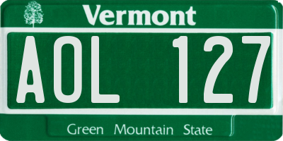 VT license plate AOL127